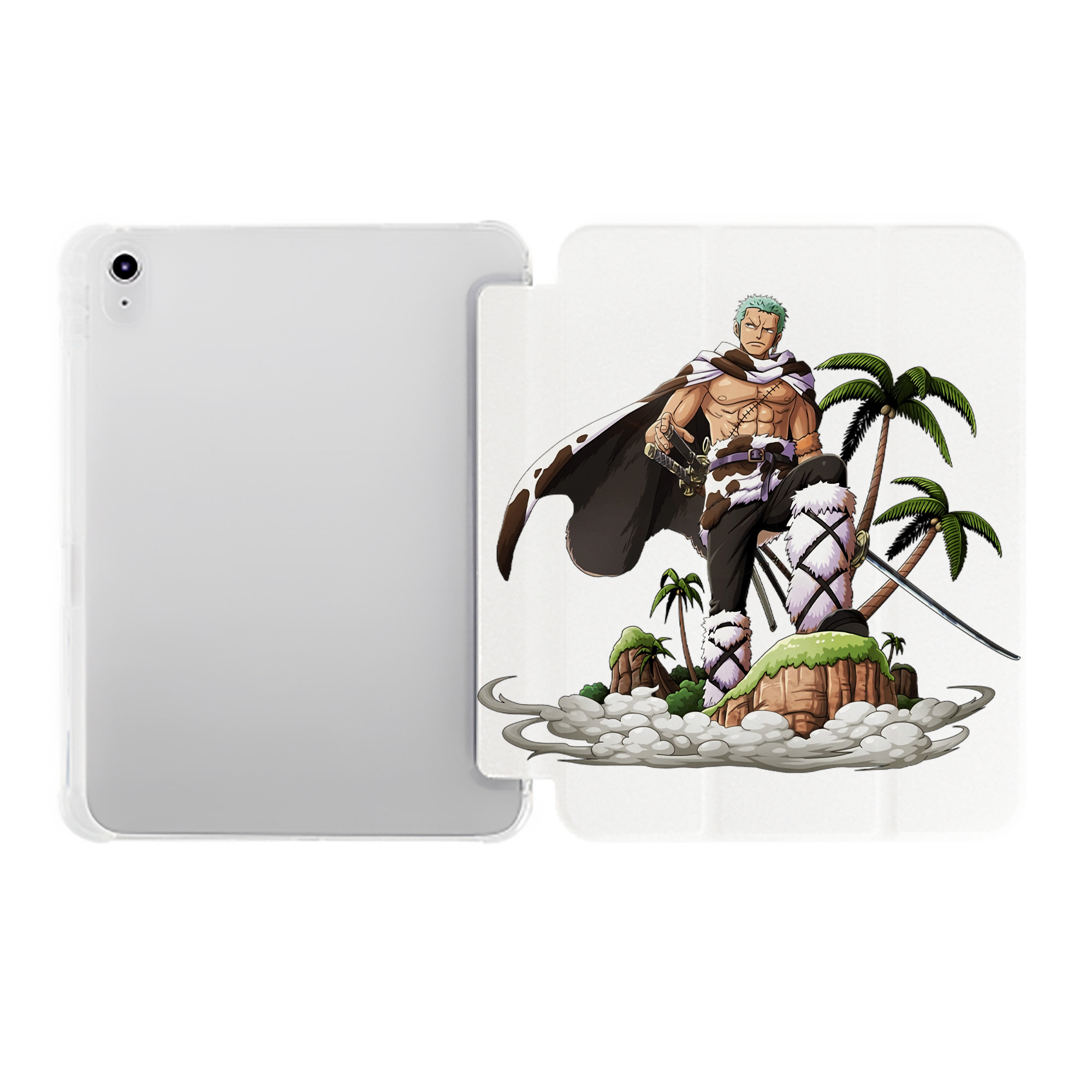 （画像用） ワンピース ロロノア・ゾロ ONE PIECE Roronoa Zoro IPad ケース ペン収納付き 三つ折りスタンド PUレザー×シリコン 対応機種9.5/10.5/10.9インチ